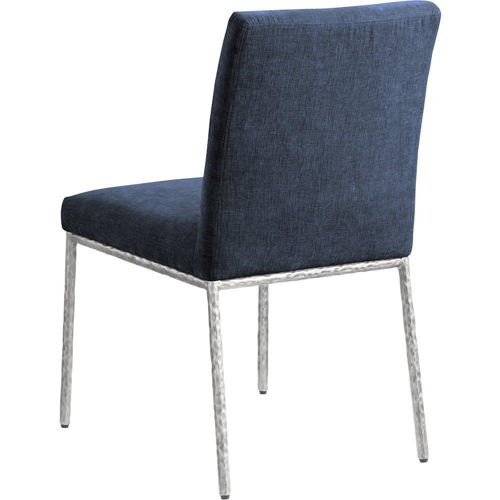 Reeves Navy Chenille Fabric Upholstered Dining Side Chair, Set of 2