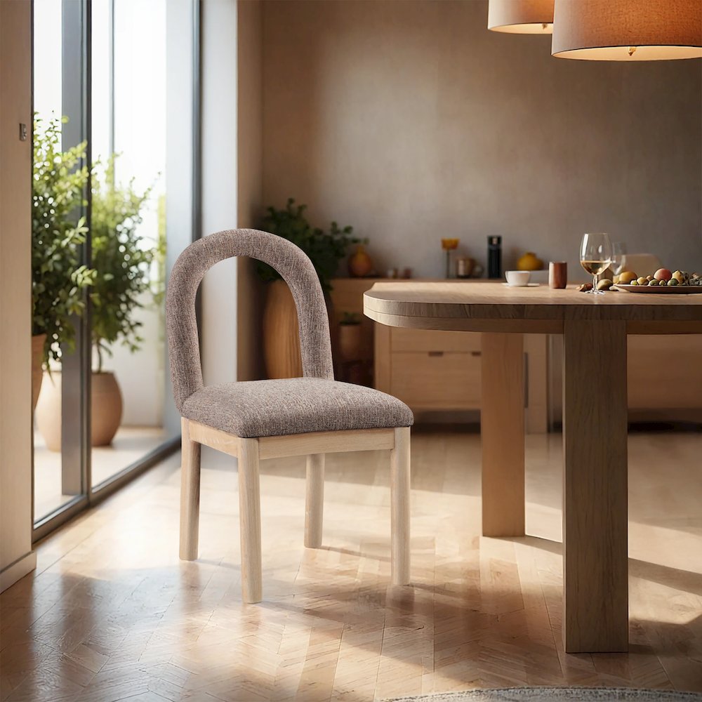 Conrad Brown Linen Textured Fabric Dining Chair