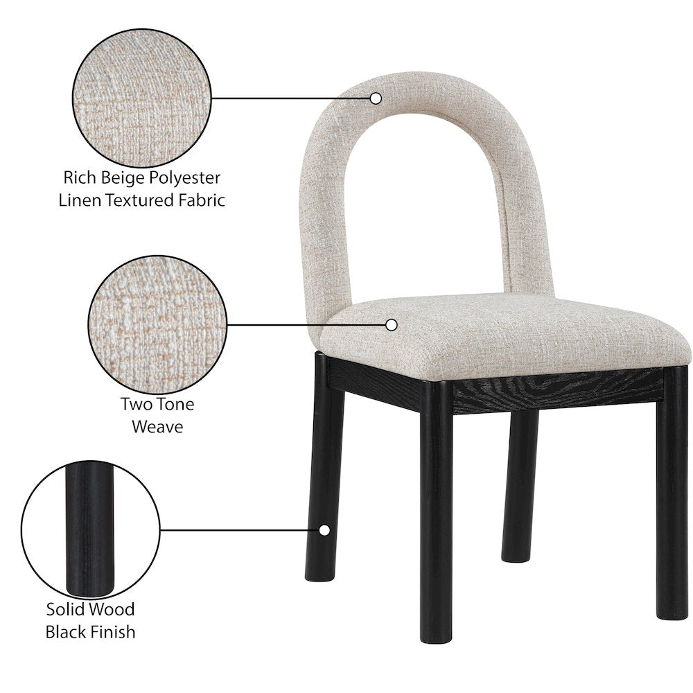 Conrad Beige Linen Textured Fabric Dining Chair