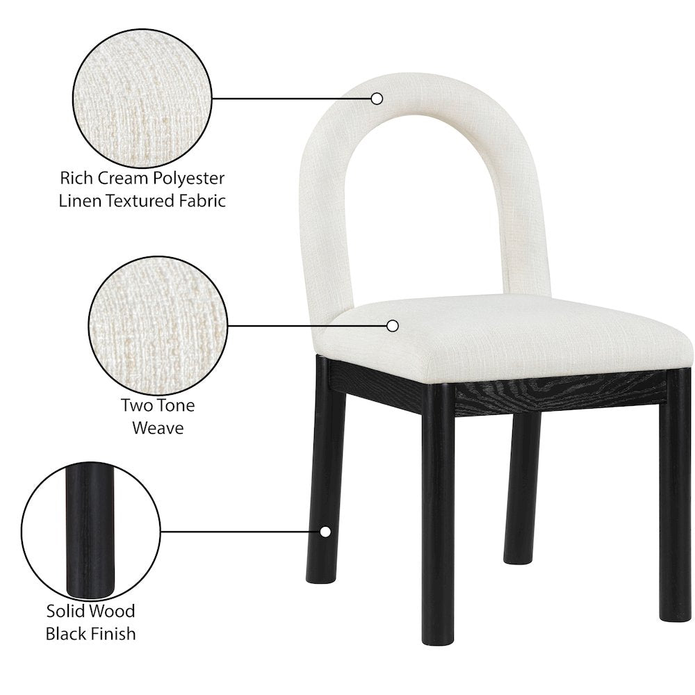 Conrad Cream Linen Textured Fabric Dining Chair