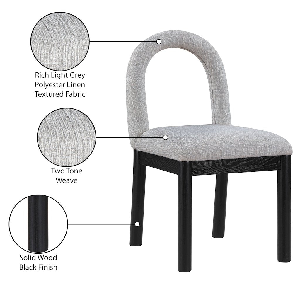 Conrad Grey Linen Textured Fabric Dining Chair