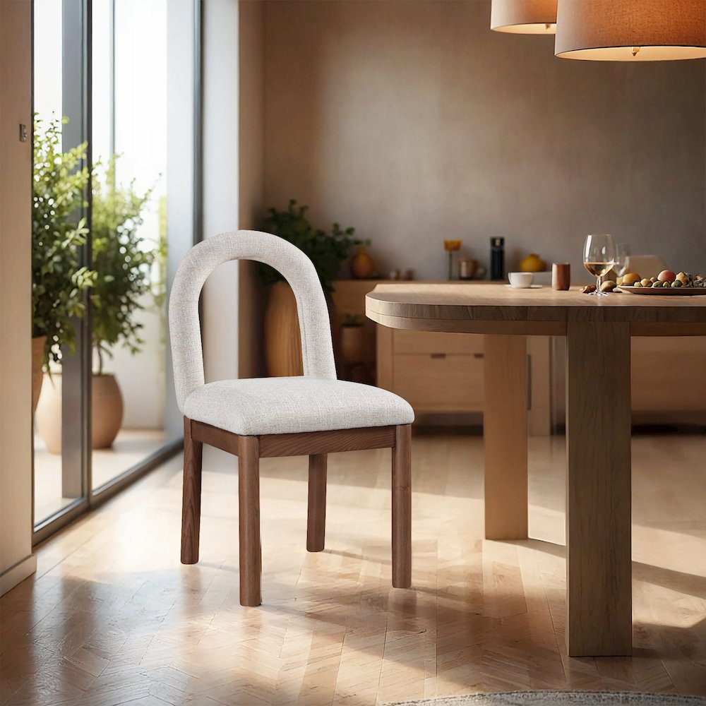 Conrad Beige Linen Textured Fabric Dining Chair