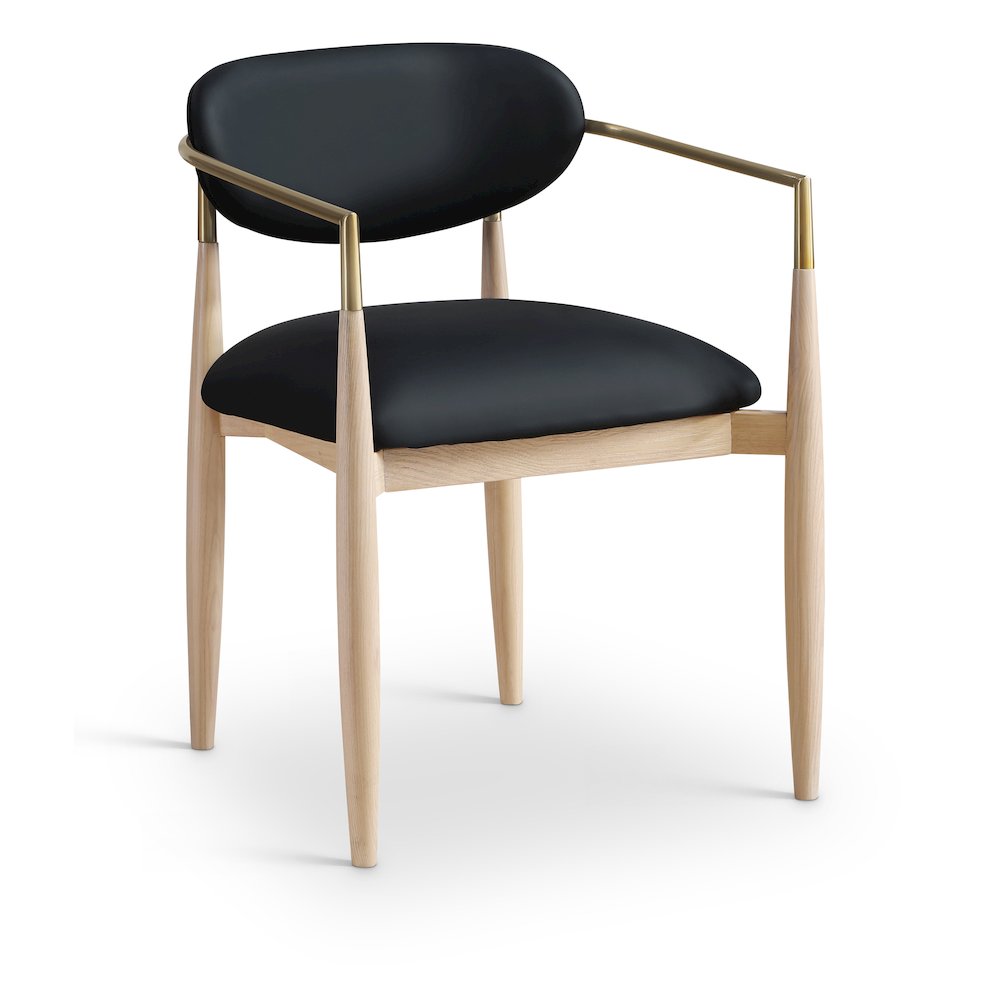 Riccio Black Vegan Leather Upholstered Dining Arm Chair, Set of 2