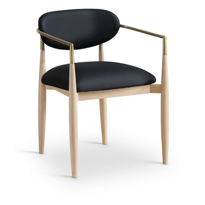 Riccio Black Vegan Leather Upholstered Dining Arm Chair, Set of 2