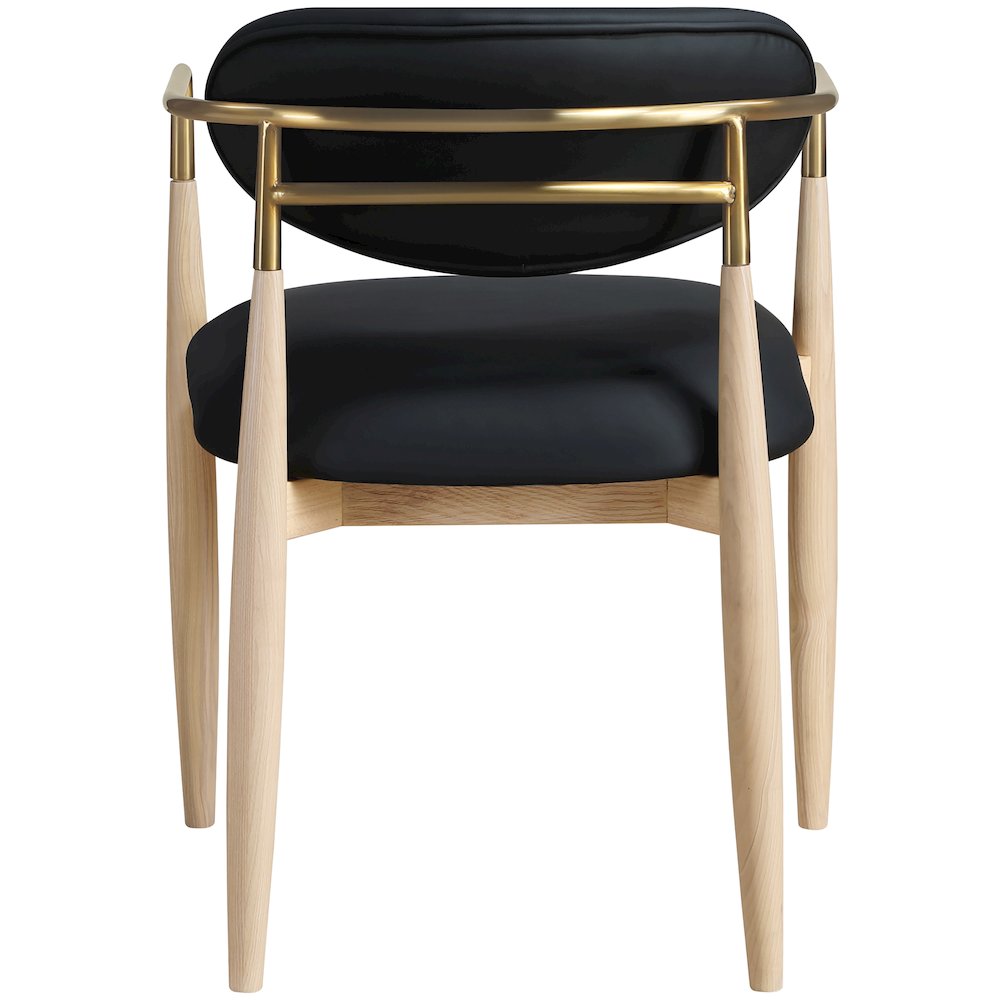Riccio Black Vegan Leather Upholstered Dining Arm Chair, Set of 2