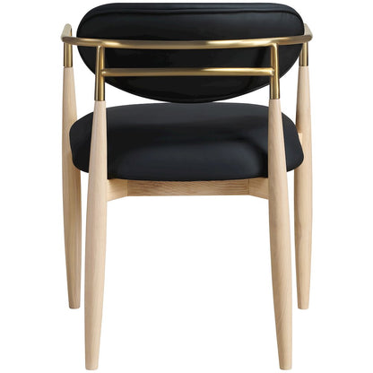 Riccio Black Vegan Leather Upholstered Dining Arm Chair, Set of 2