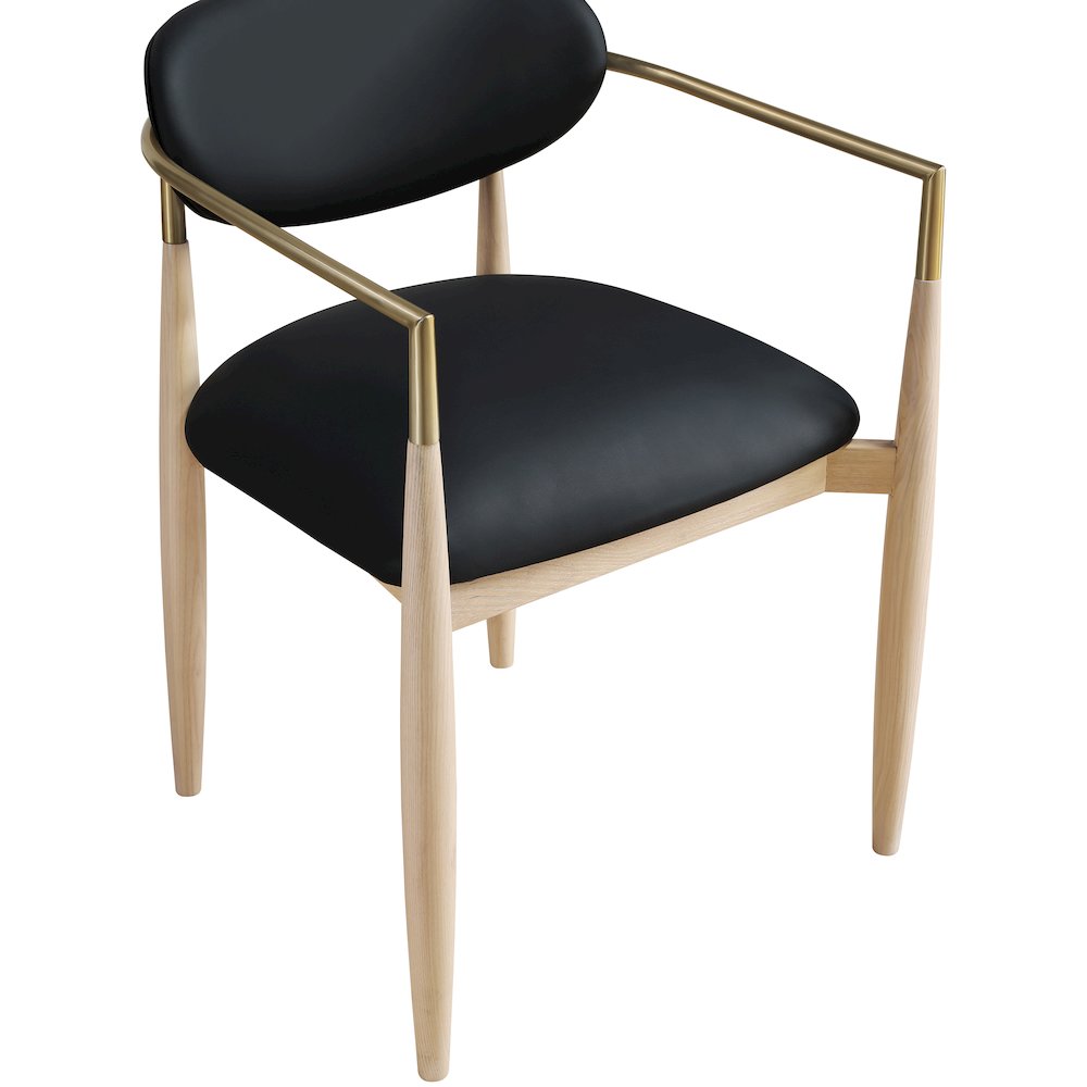 Riccio Black Vegan Leather Upholstered Dining Arm Chair, Set of 2