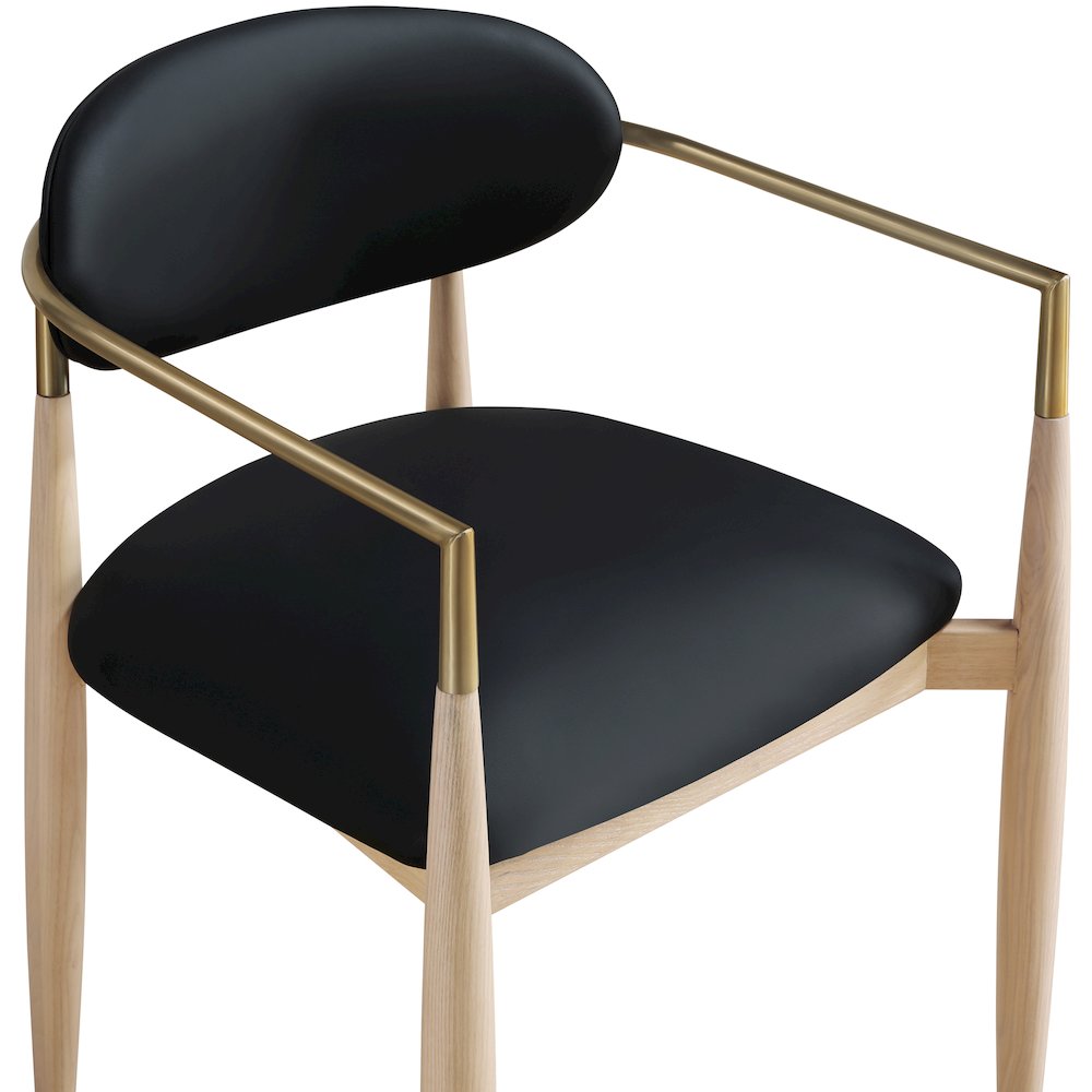 Riccio Black Vegan Leather Upholstered Dining Arm Chair, Set of 2