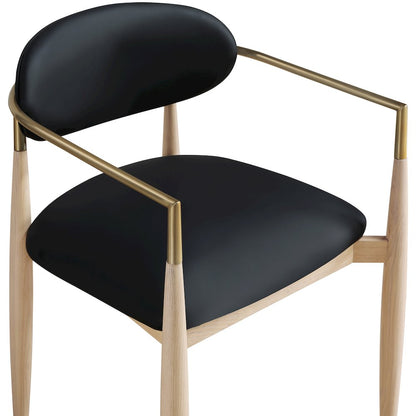 Riccio Black Vegan Leather Upholstered Dining Arm Chair, Set of 2