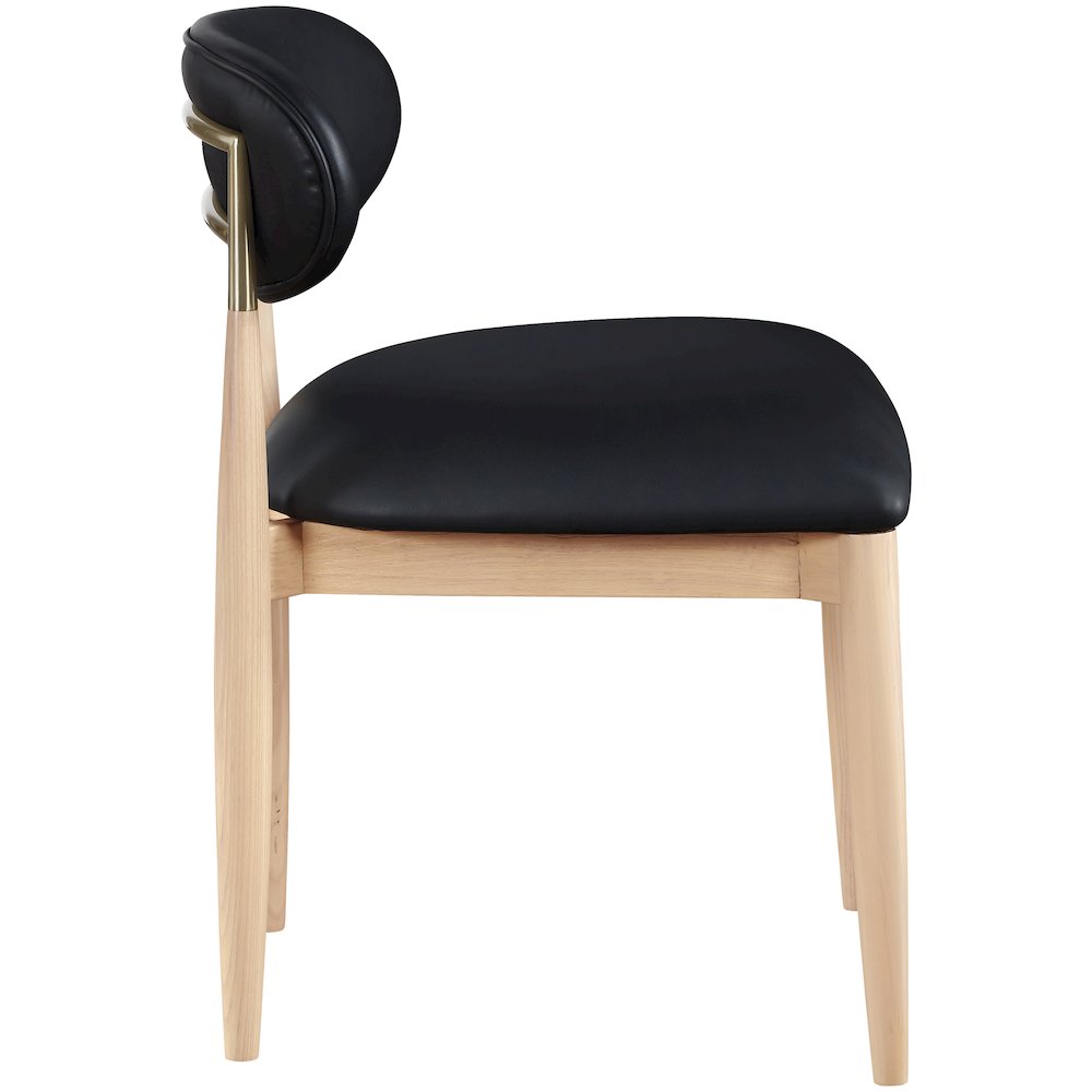 Riccio Black Vegan Leather Upholstered Dining Side Chair, Set of 2