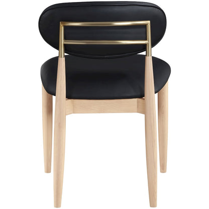 Riccio Black Vegan Leather Upholstered Dining Side Chair, Set of 2