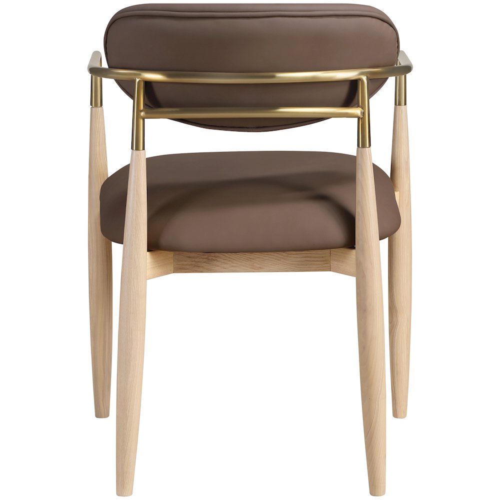 Riccio Brown Vegan Leather Upholstered Dining Arm Chair, Set of 2