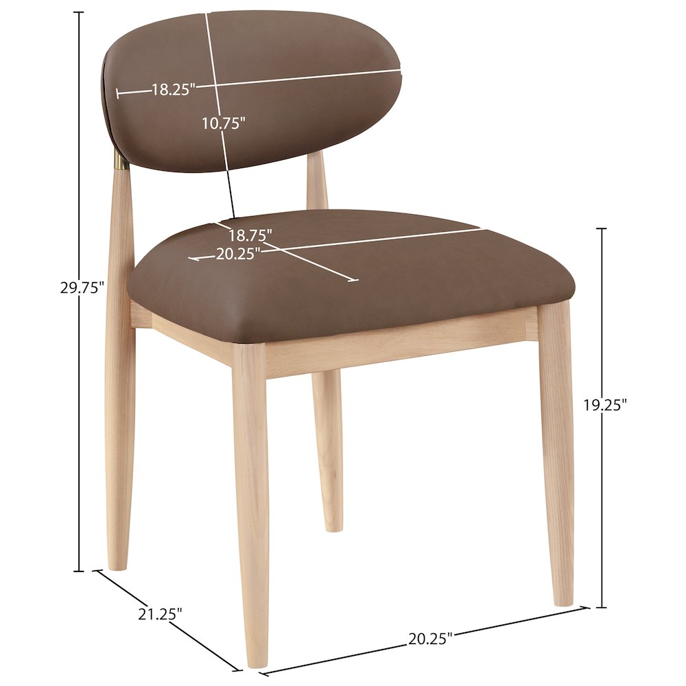 Riccio Brown Vegan Leather Upholstered Dining Side Chair, Set of 2