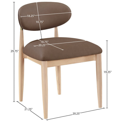 Riccio Brown Vegan Leather Upholstered Dining Side Chair, Set of 2