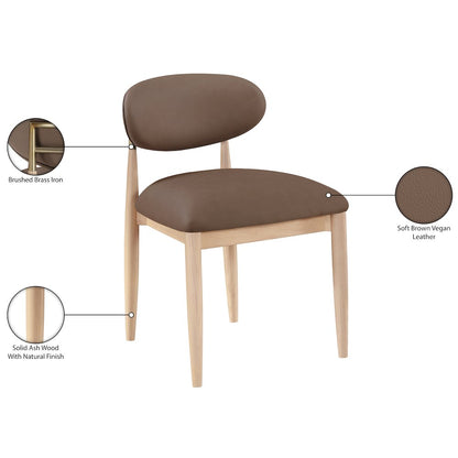 Riccio Brown Vegan Leather Upholstered Dining Side Chair, Set of 2