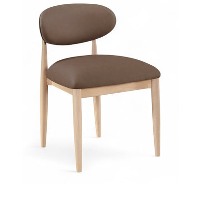 Riccio Brown Vegan Leather Upholstered Dining Side Chair, Set of 2