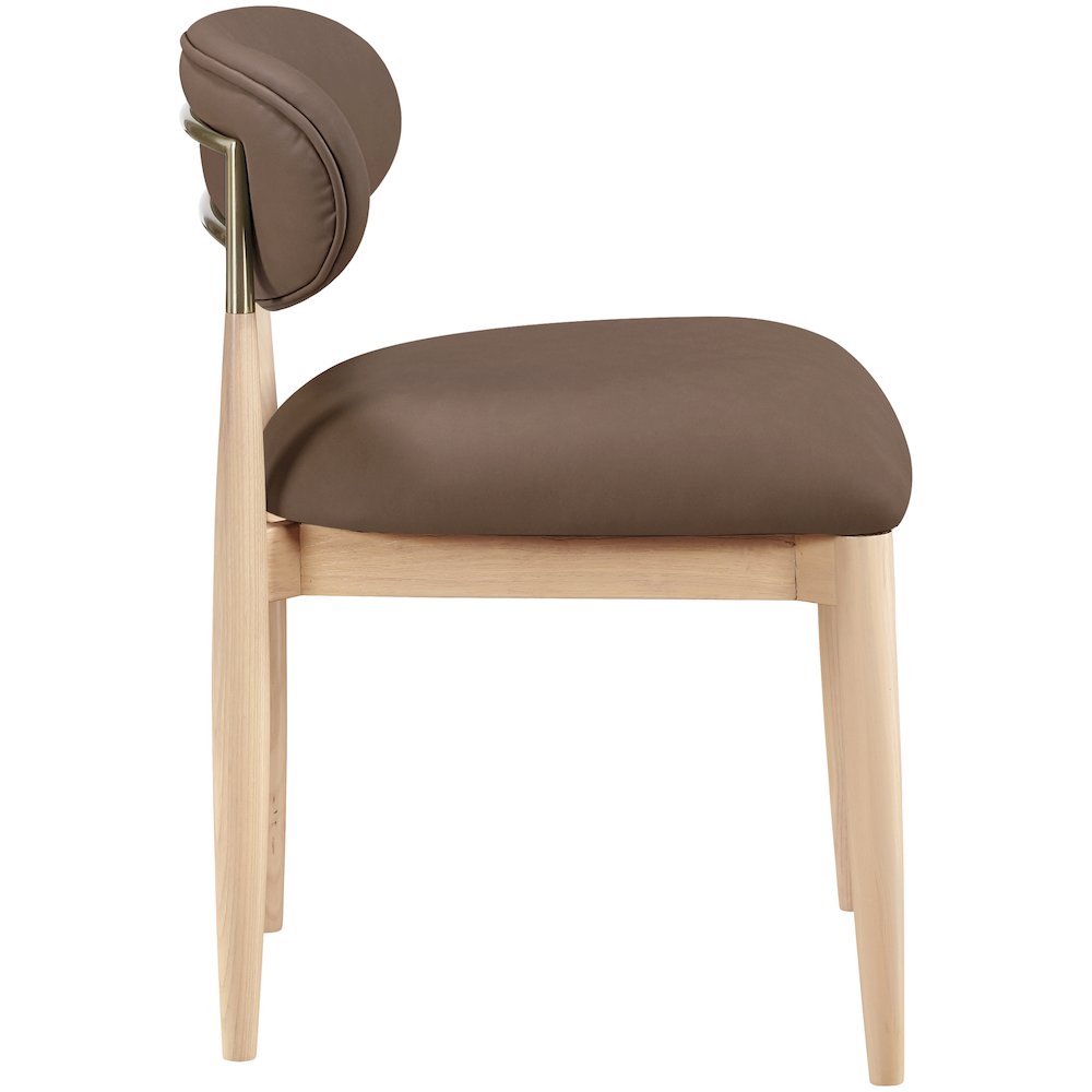 Riccio Brown Vegan Leather Upholstered Dining Side Chair, Set of 2