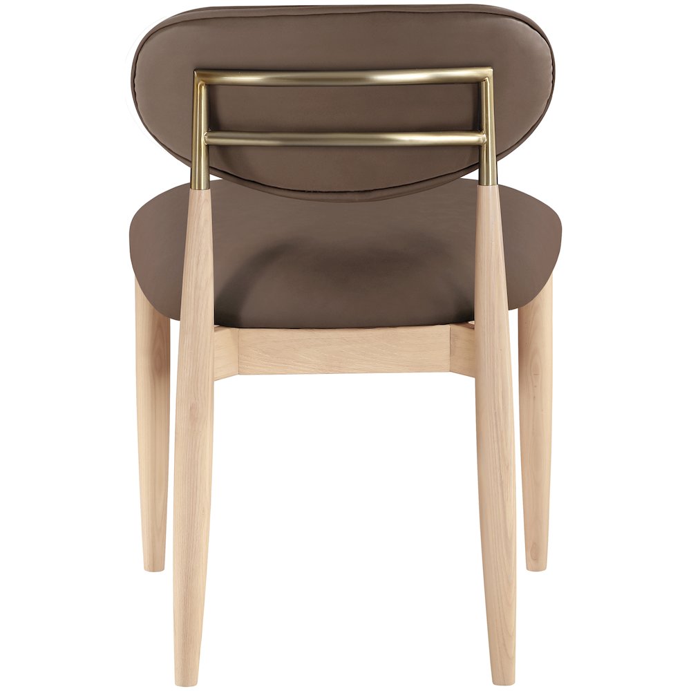 Riccio Brown Vegan Leather Upholstered Dining Side Chair, Set of 2