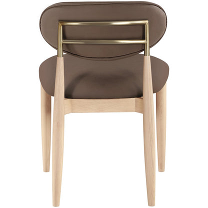 Riccio Brown Vegan Leather Upholstered Dining Side Chair, Set of 2