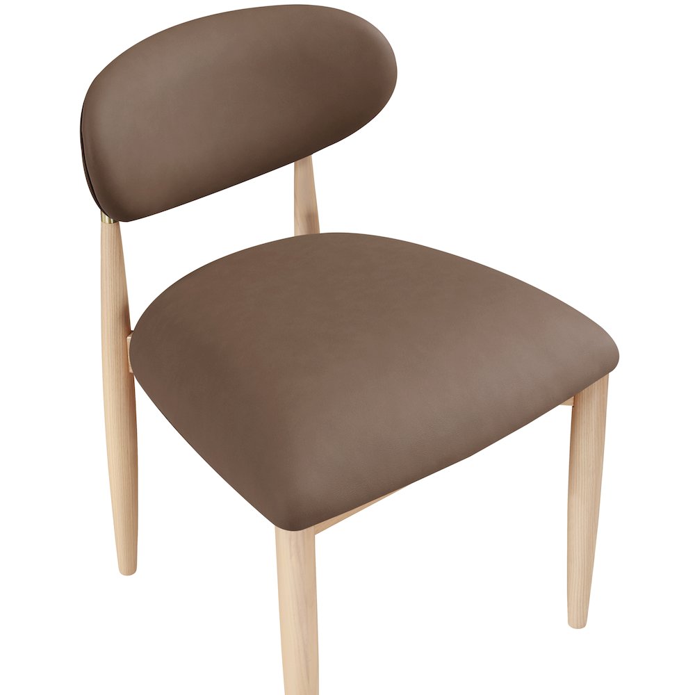 Riccio Brown Vegan Leather Upholstered Dining Side Chair, Set of 2