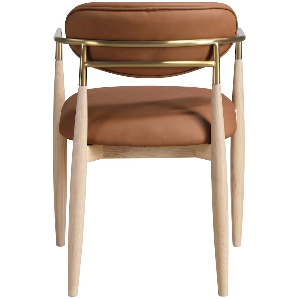 Riccio Cognac Vegan Leather Upholstered Dining Arm Chair, Set of 2