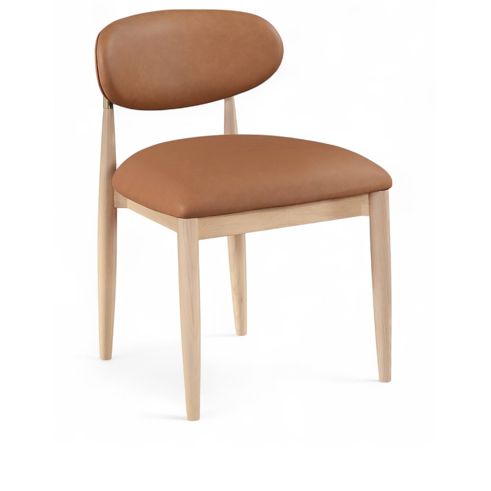 Riccio Cognac Vegan Leather Upholstered Dining Side Chair, Set of 2