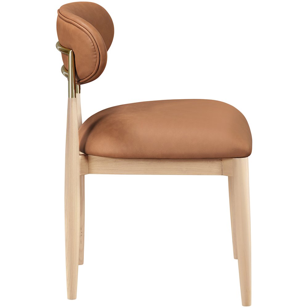 Riccio Cognac Vegan Leather Upholstered Dining Side Chair, Set of 2