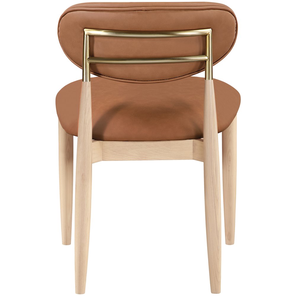 Riccio Cognac Vegan Leather Upholstered Dining Side Chair, Set of 2
