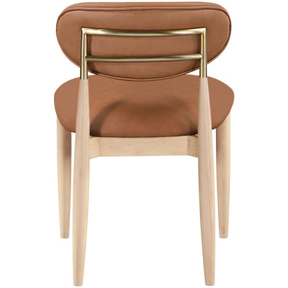 Riccio Cognac Vegan Leather Upholstered Dining Side Chair, Set of 2