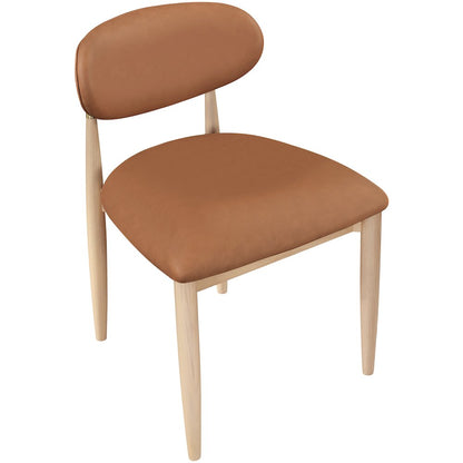 Riccio Cognac Vegan Leather Upholstered Dining Side Chair, Set of 2