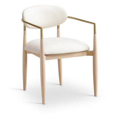 Riccio Cream Vegan Leather Upholstered Dining Arm Chair, Set of 2