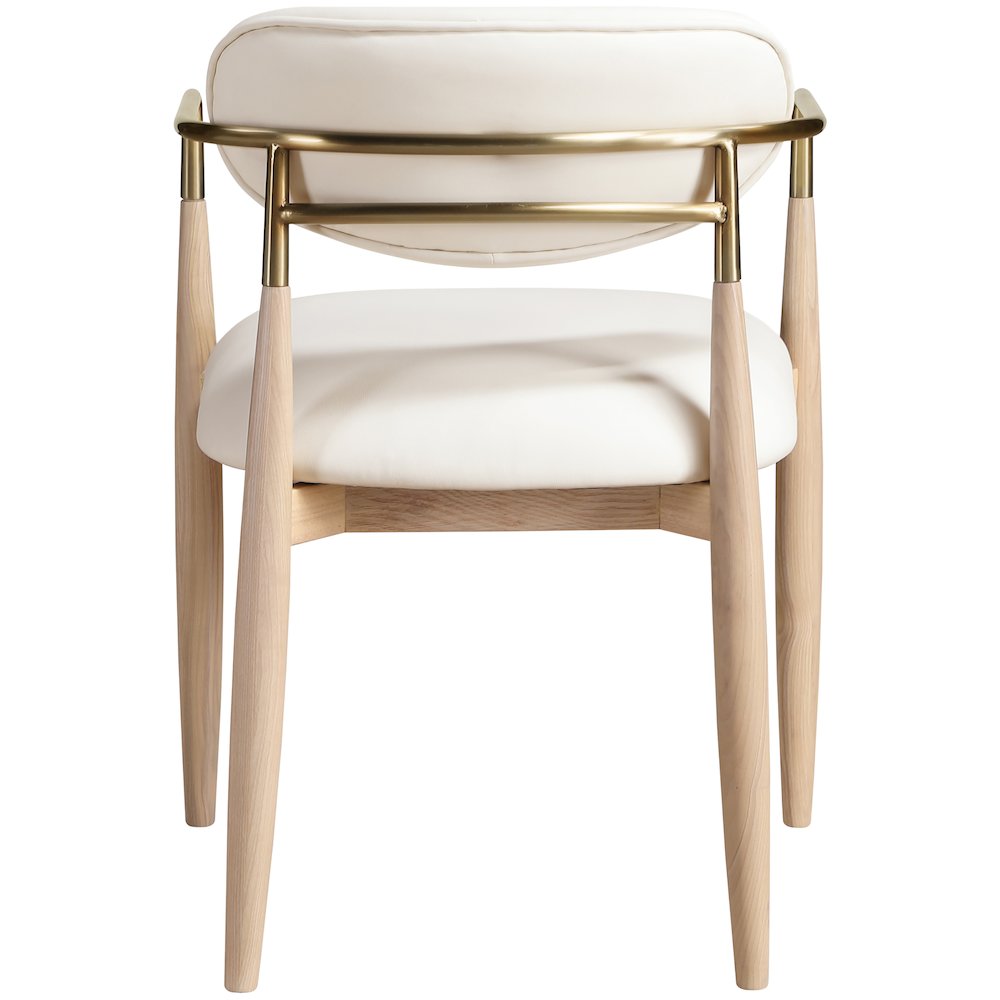 Riccio Cream Vegan Leather Upholstered Dining Arm Chair, Set of 2
