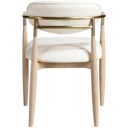 Riccio Cream Vegan Leather Upholstered Dining Arm Chair, Set of 2