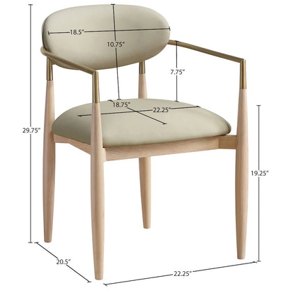 Riccio Taupe Vegan Leather Upholstered Dining Arm Chair, Set of 2