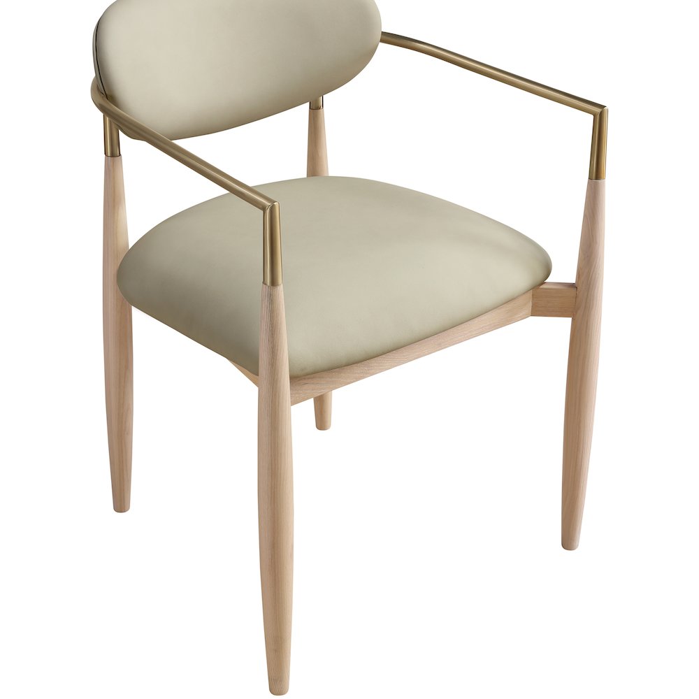 Riccio Taupe Vegan Leather Upholstered Dining Arm Chair, Set of 2