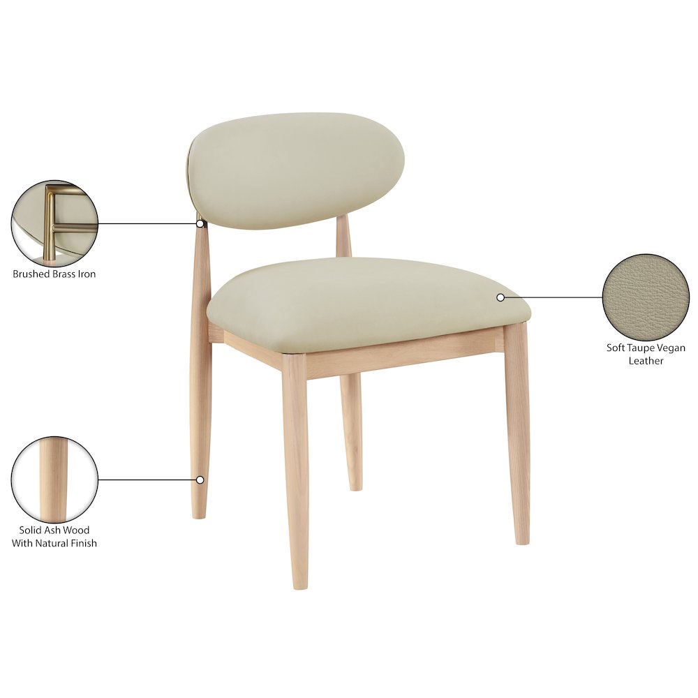 Riccio Taupe Vegan Leather Upholstered Dining Side Chair, Set of 2