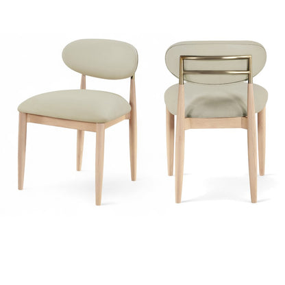 Riccio Taupe Vegan Leather Upholstered Dining Side Chair, Set of 2