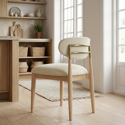 Stained Taupe Vegan Leather Upholstered Dining Side Chair Set with Ash Wood Legs