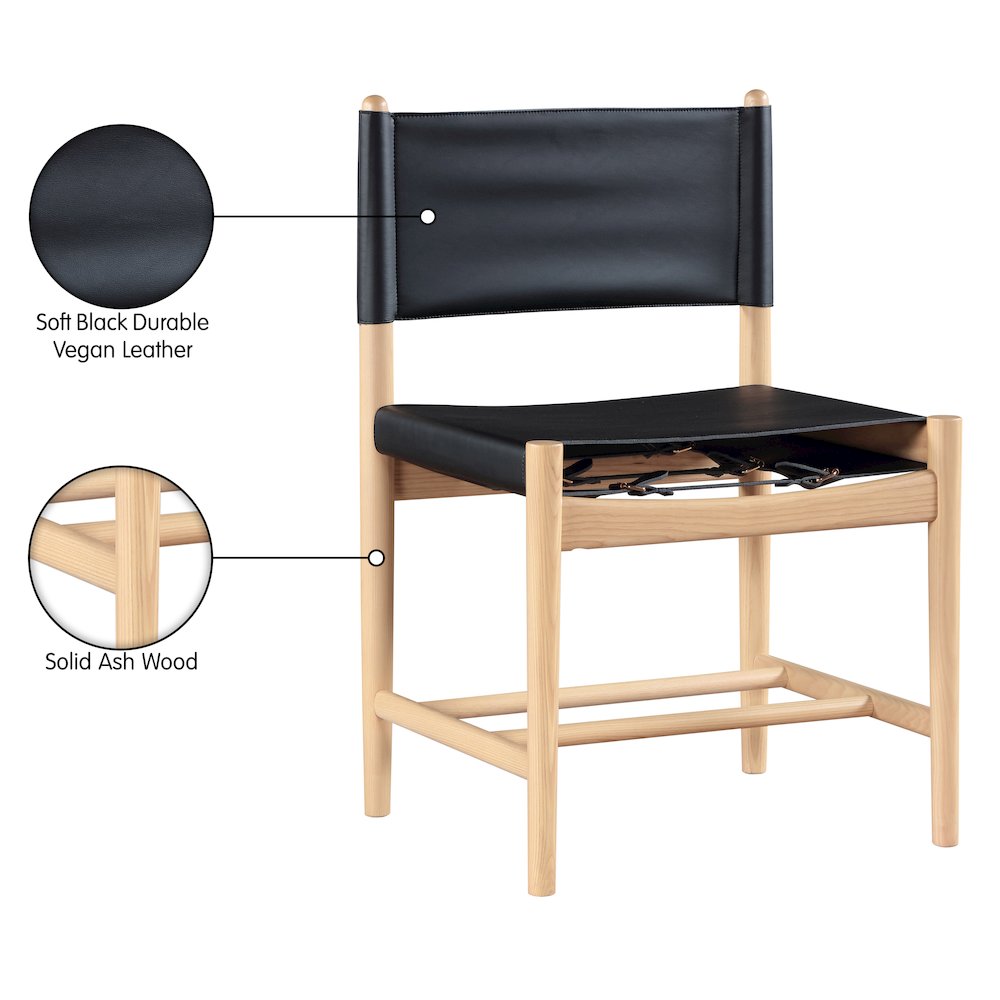 Rawlins Black Vegan Leather Upholstered Dining Chair, Set of 2