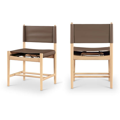 Rawlins Brown Vegan Leather Upholstered Dining Chair, Set of 2