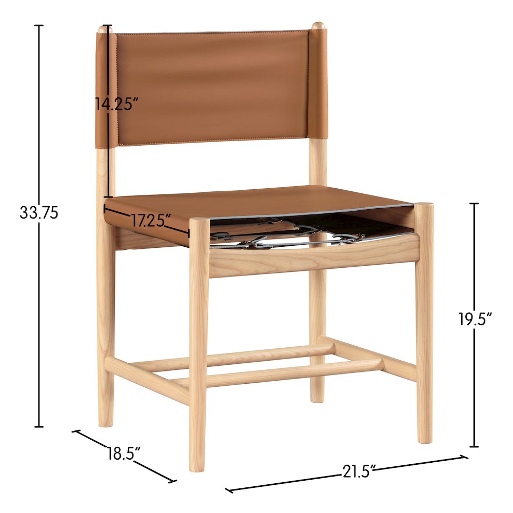 Rawlins Cognac Vegan Leather Upholstered Dining Chair, Set of 2