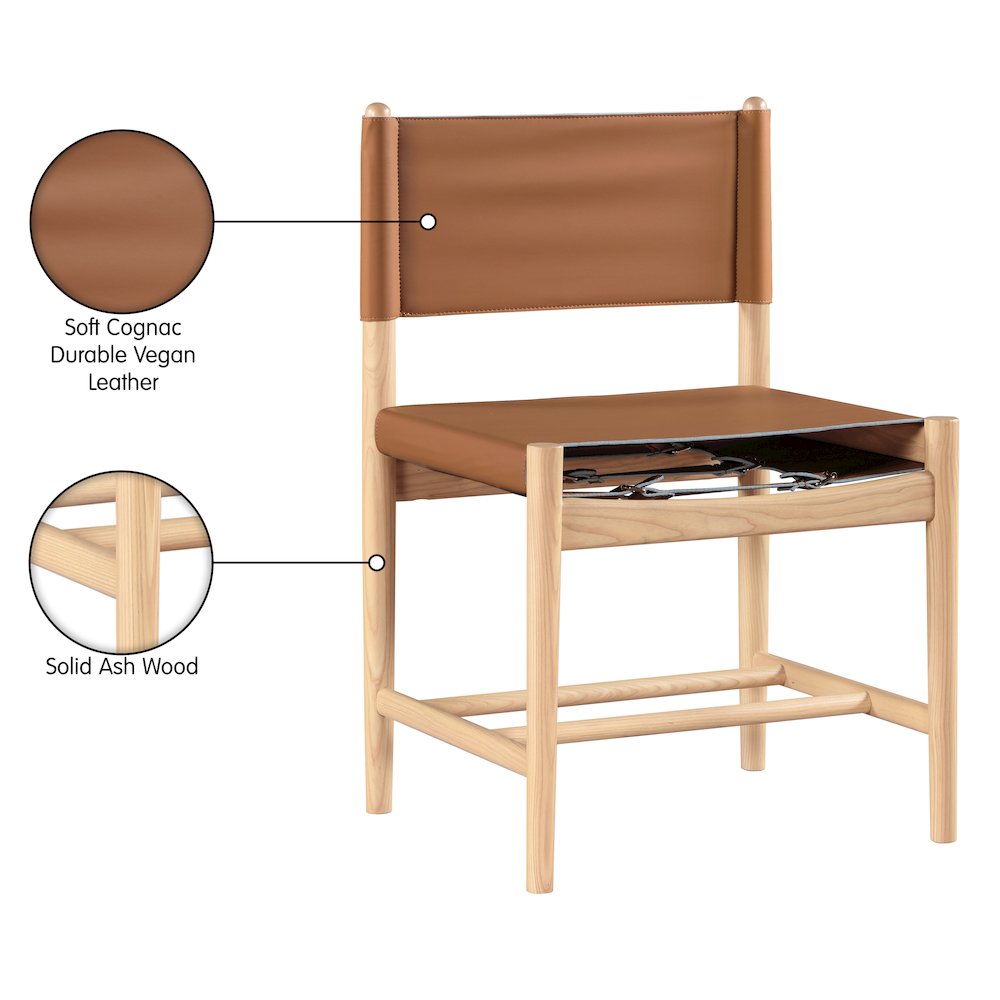 Rawlins Cognac Vegan Leather Upholstered Dining Chair, Set of 2