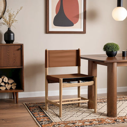 Rawlins Cognac Vegan Leather Upholstered Dining Chair, Set of 2