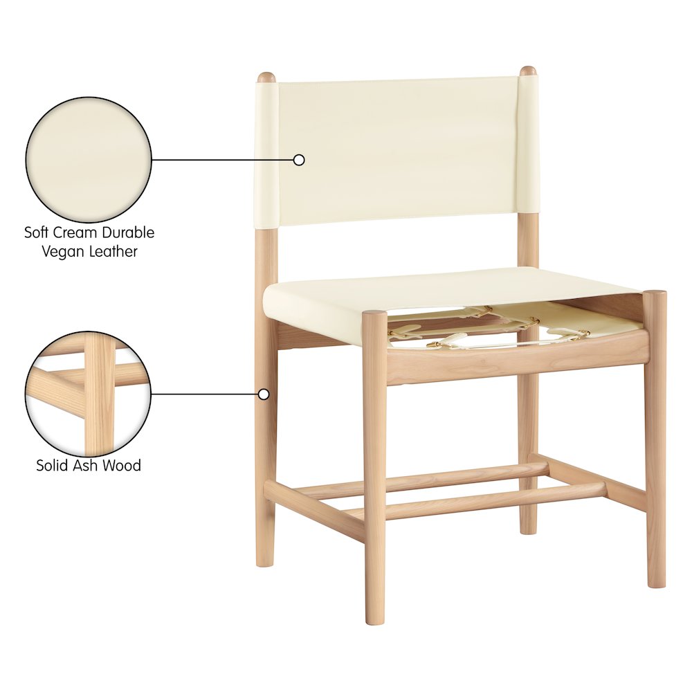 Rawlins Cream Vegan Leather Upholstered Dining Chair, Set of 2
