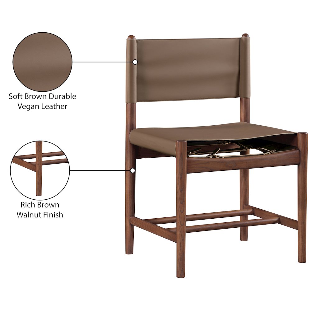 Rawlins Brown Vegan Leather Upholstered Dining Chair, Set of 2