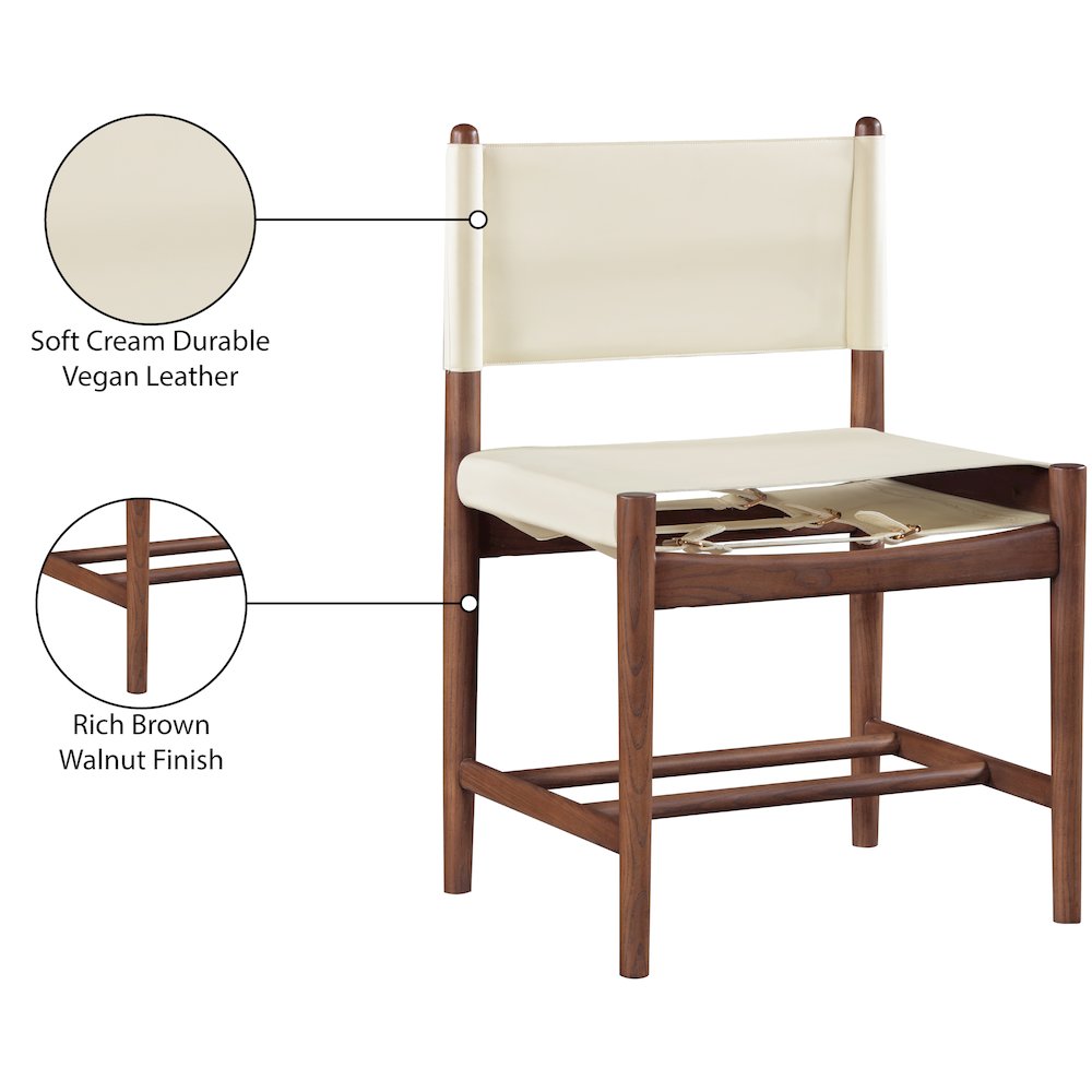 Rawlins Cream Vegan Leather Upholstered Dining Chair, Set of 2