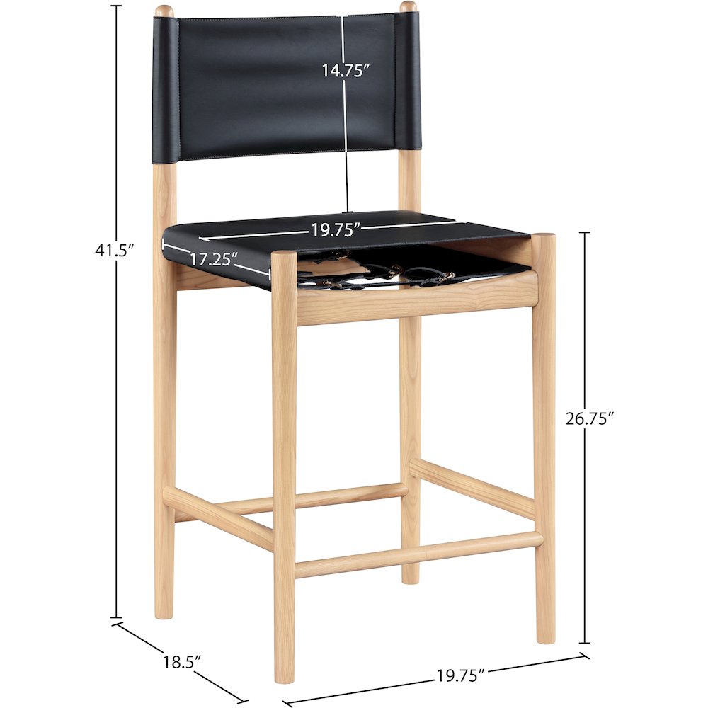 Rawlins Black Vegan Leather Upholstered Counter Stool