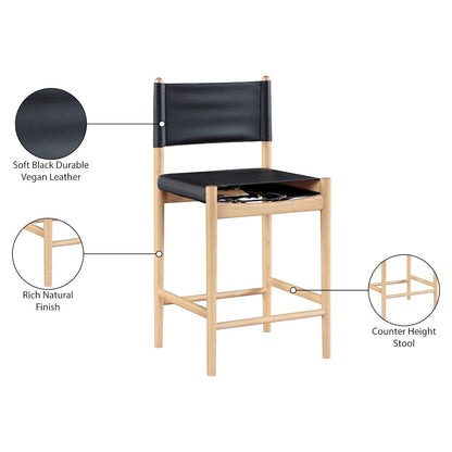 Rawlins Black Vegan Leather Upholstered Counter Stool