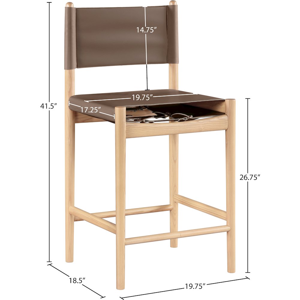 Rawlins Brown Vegan Leather Upholstered Counter Stool