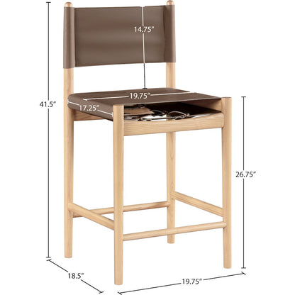 Rawlins Brown Vegan Leather Upholstered Counter Stool
